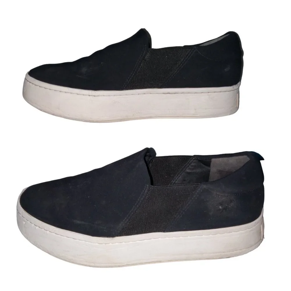 VINCE – Warren Black Slip-On Platform Sneakers Women’s 7.5M – well loved